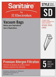 Sanitaire Vacuum Bags, Style SD, 5pk, Allergen Filtration