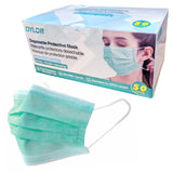 Dylor Protective Masks, Level-3, 3-Ply, Green, Box of 50